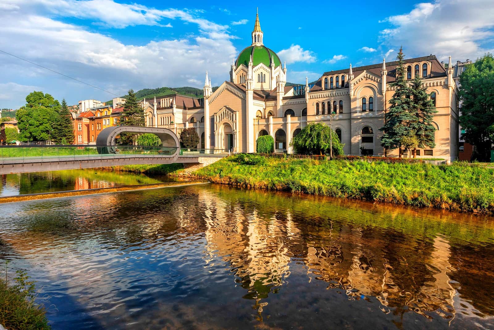 Historic Centre and river view in Sarajevo, Bosnia and Herzegovina