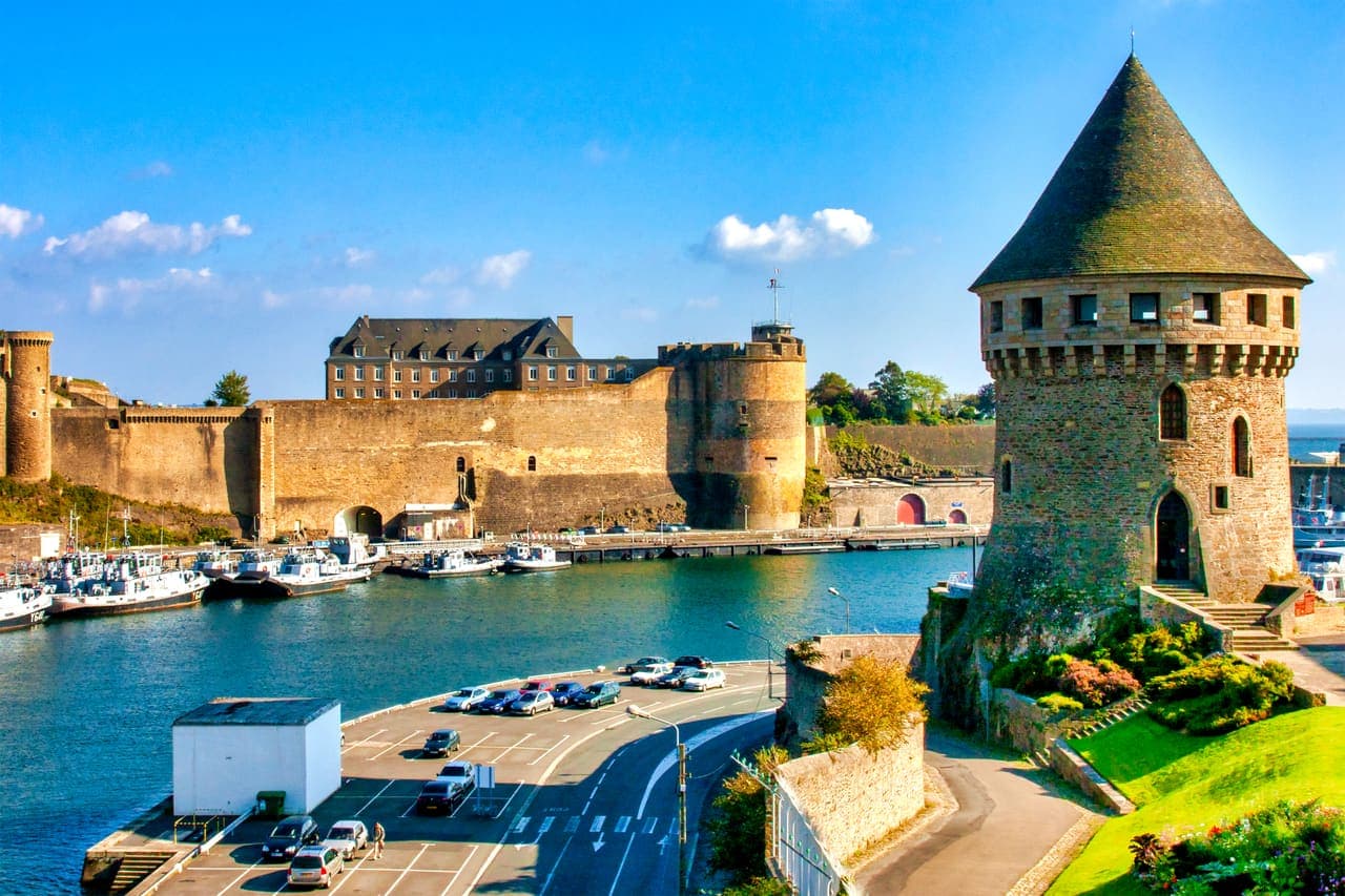 Brest castle and Tanguy tower on the harbor