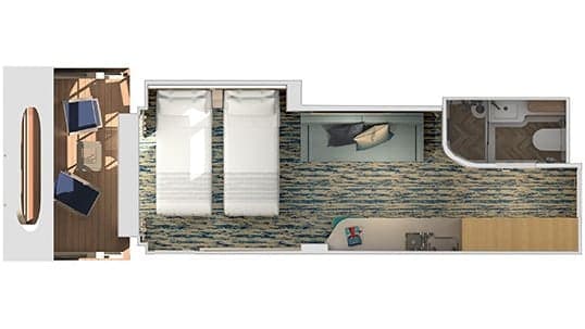 Cove Balcony floor plan, Carnival Festivale