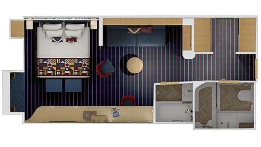Family Harbor Ocean View Suite floor plan, Carnival Jubilee