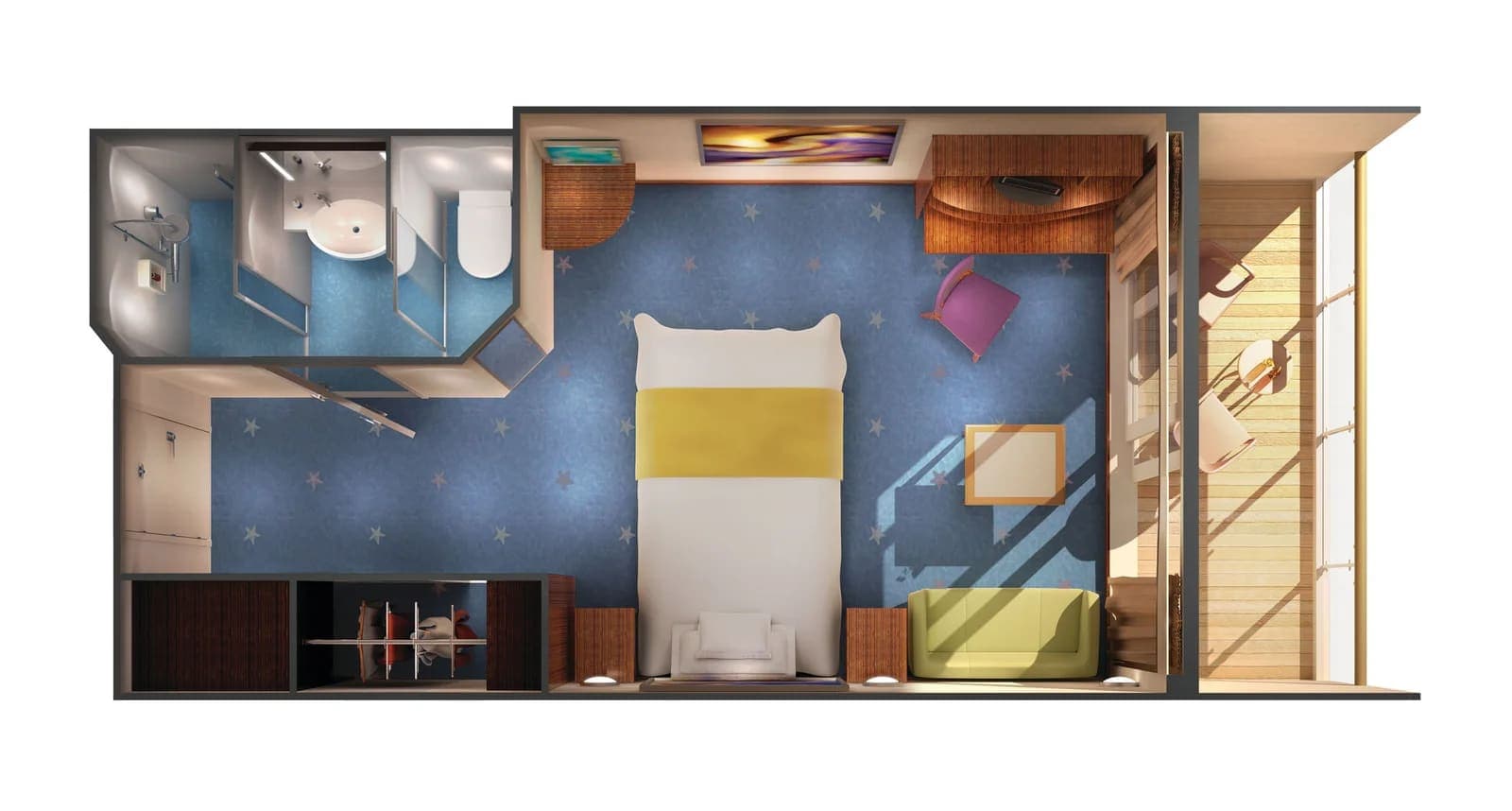 Aft-Facing Balcony floor plan, Norwegian Dawn