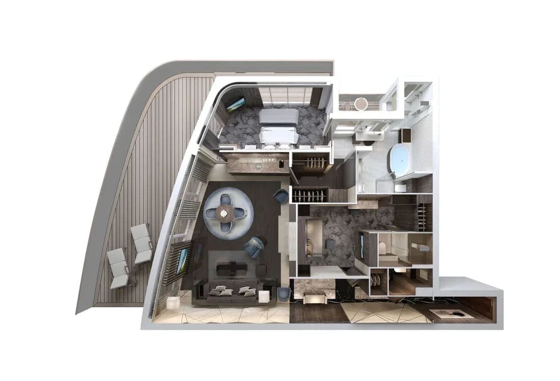 The Haven Premier Owner's Suite with Large Balcony floor plan, Norwegian Encore