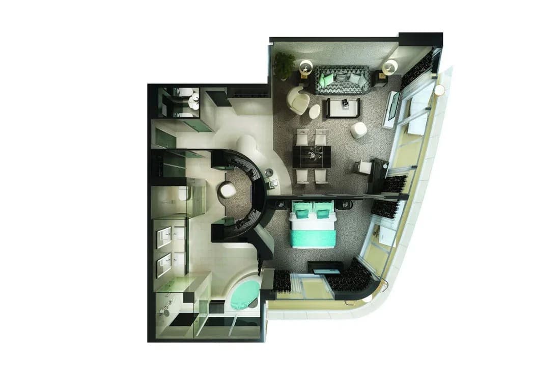 The Haven Deluxe Owner's Suite with Large Balcony floor plan, Norwegian Getaway