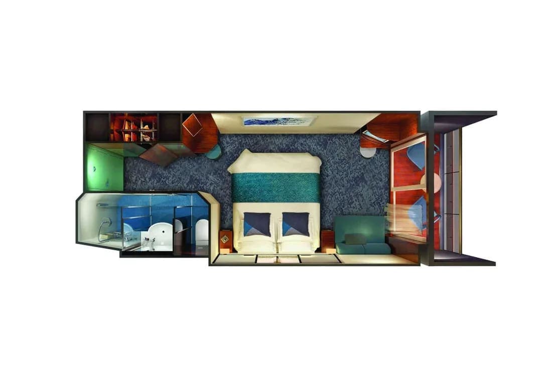 Aft-Facing Balcony floor plan, Norwegian Jade
