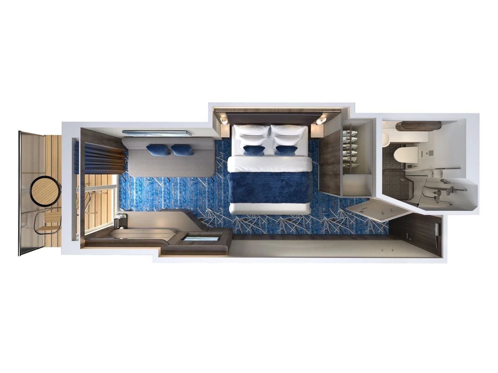 Aft-Facing Balcony floor plan, Norwegian Joy