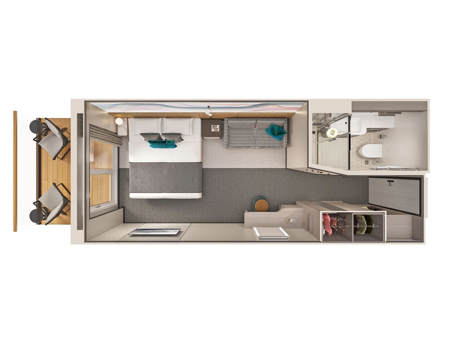 Aft-Facing Balcony floor plan, Norwegian Luna