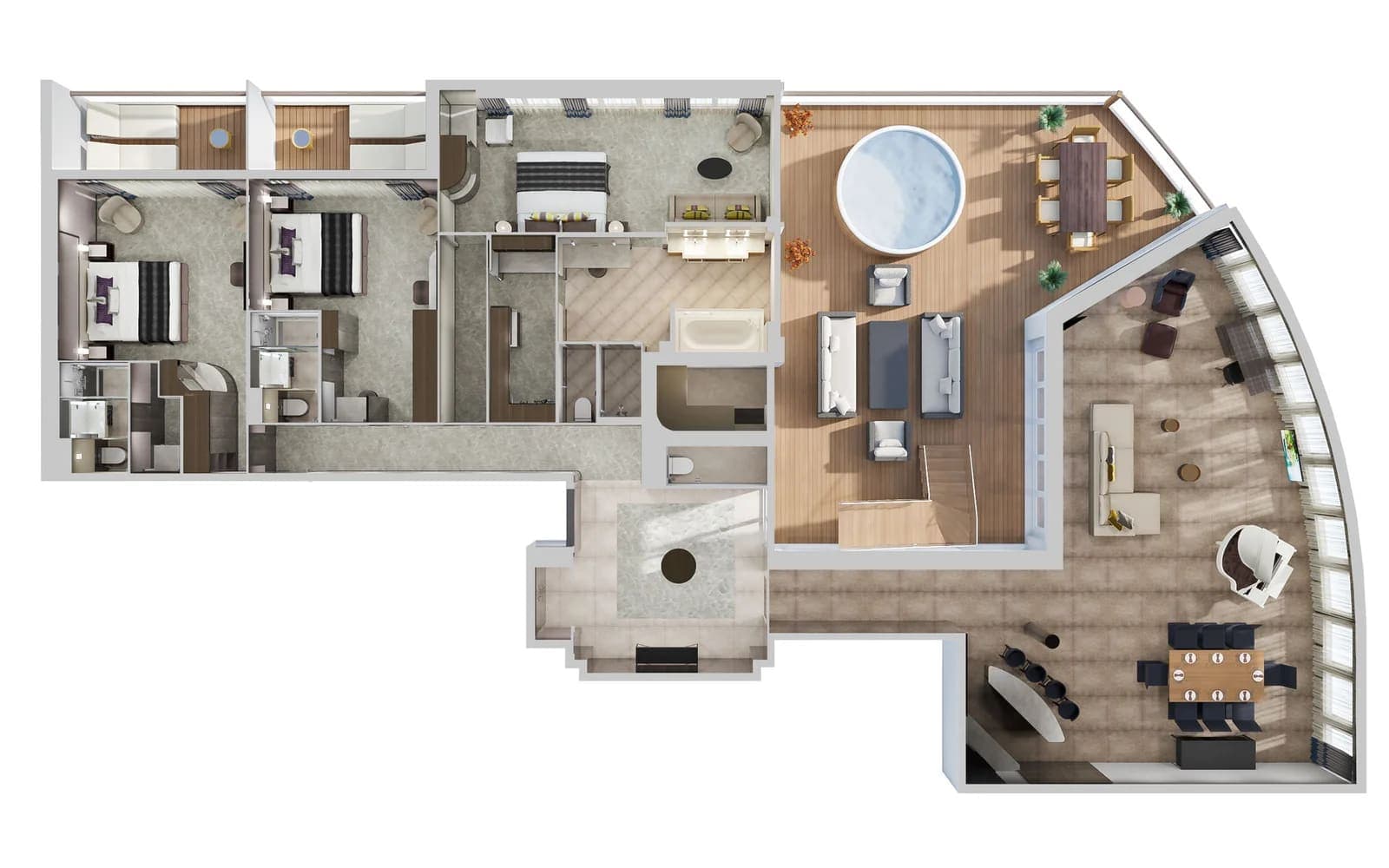 The Haven 3-Bedroom Garden Villa floor plan, Norwegian Pearl