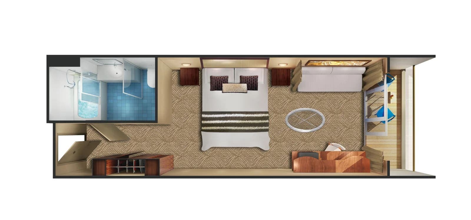 Aft-Facing Club Balcony Suite floor plan, Norwegian Sun