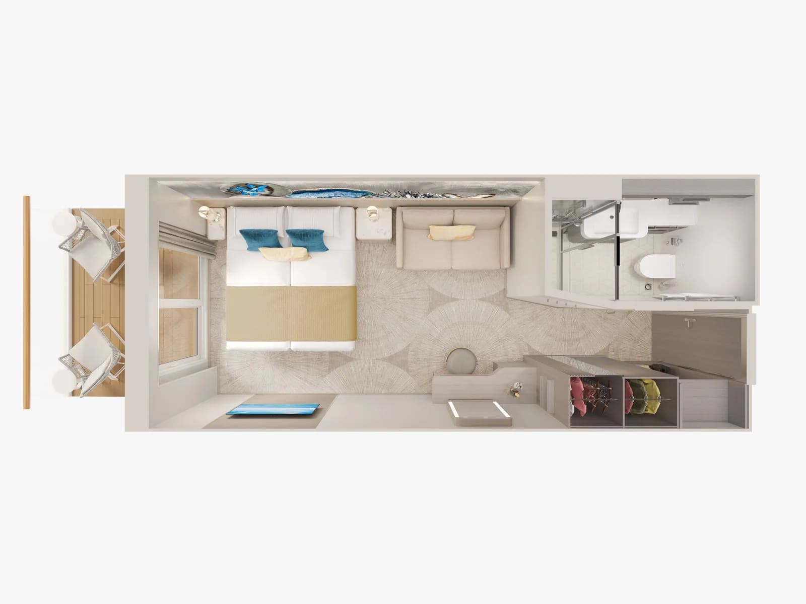 Aft-Facing Balcony floor plan, Norwegian Viva