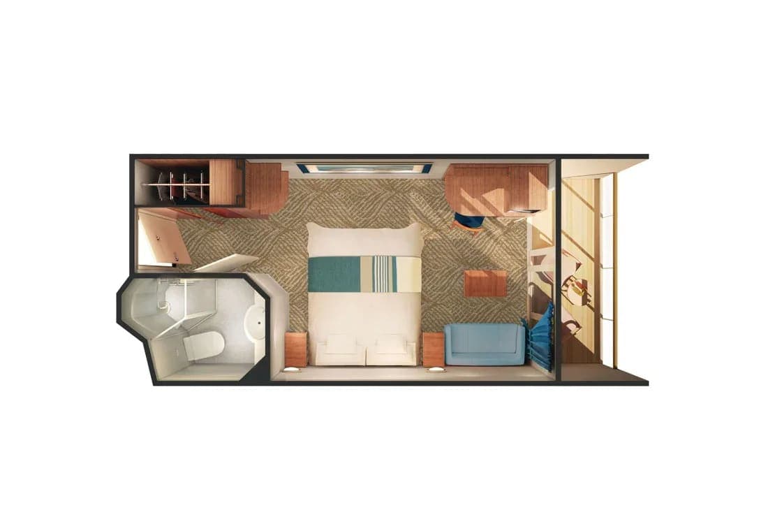 Aft-Facing Balcony floor plan, Pride of America