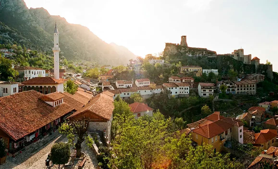 View Over Old Town Of Kruje Albania