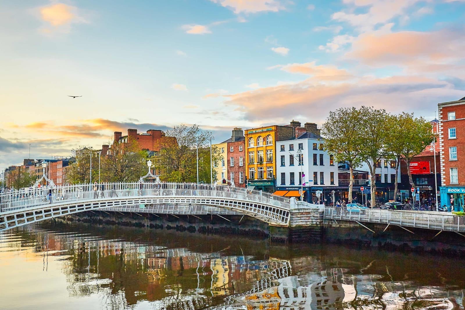 River Liffey and Hapenny Bridge in Dublin, Ireland