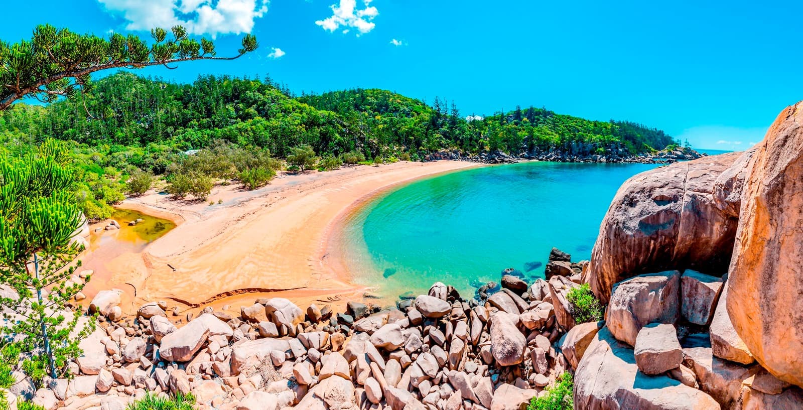Traveller sat on the coastline of Magnetic Island in Australia