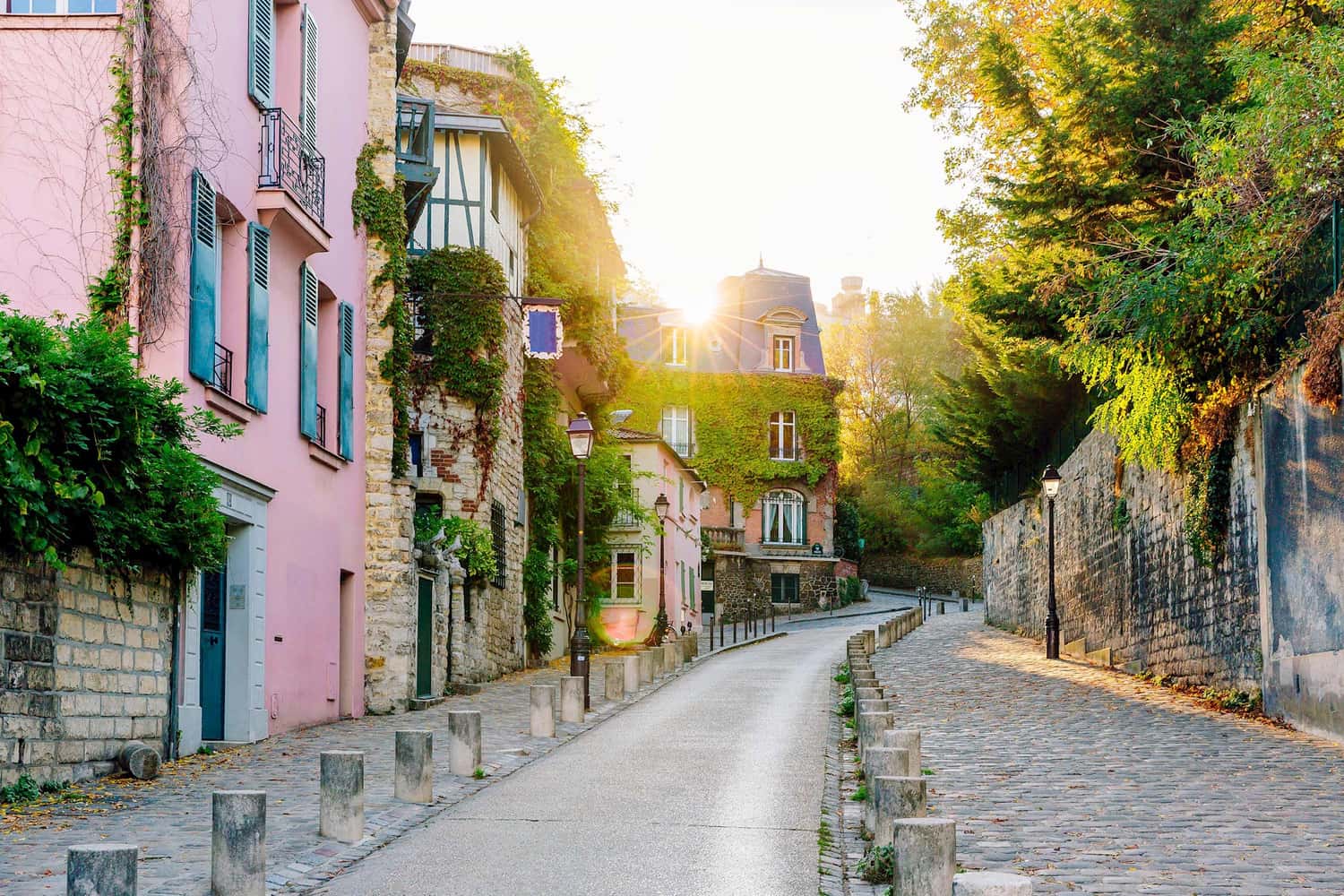Street view of the houses of Paris, France