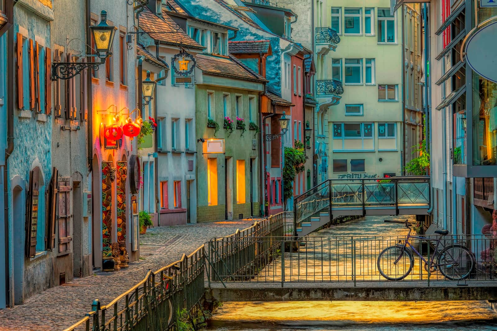 The Old Town and canal in Freiburg, Germany