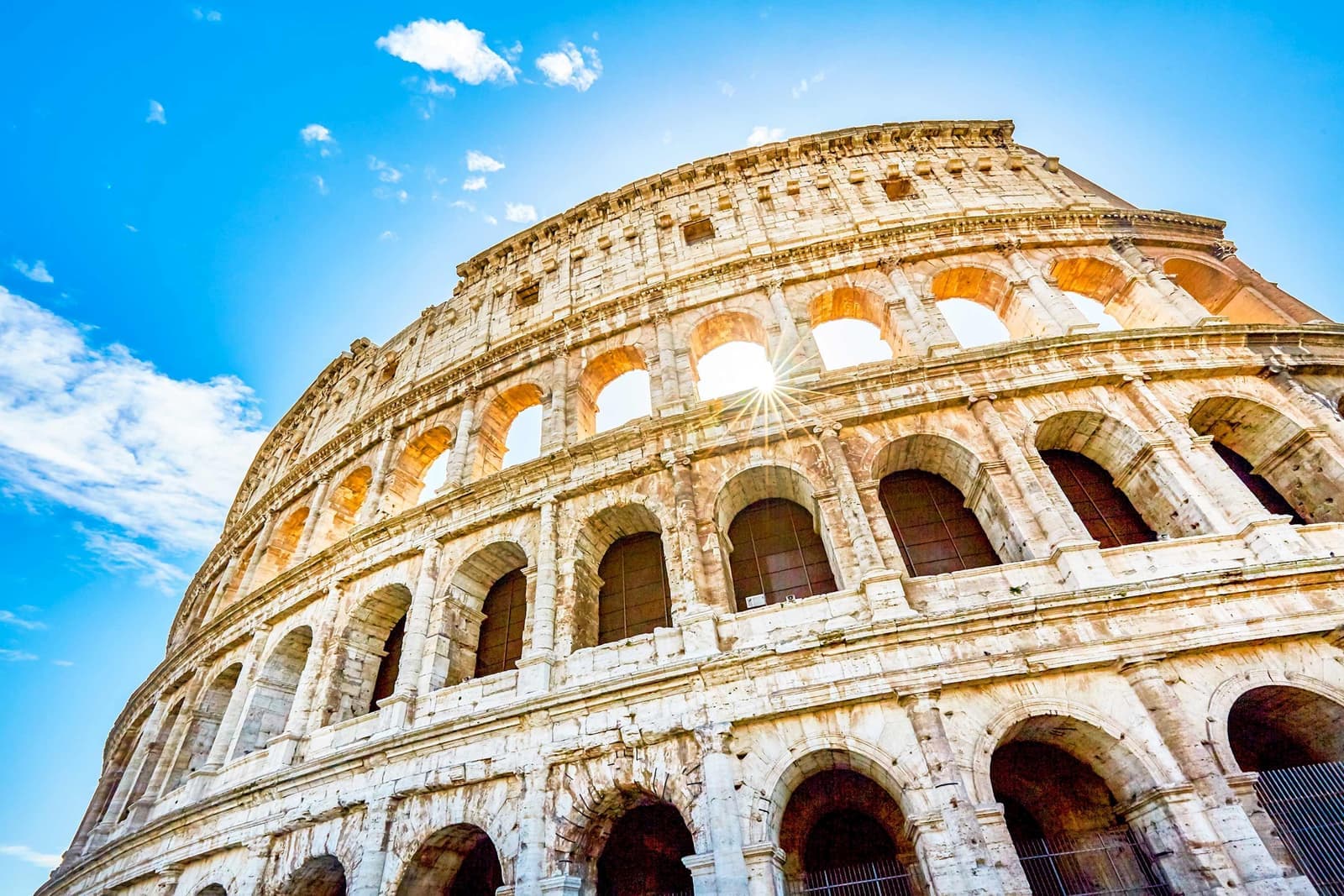 An upward view of The Colosseum in Rome, Italy