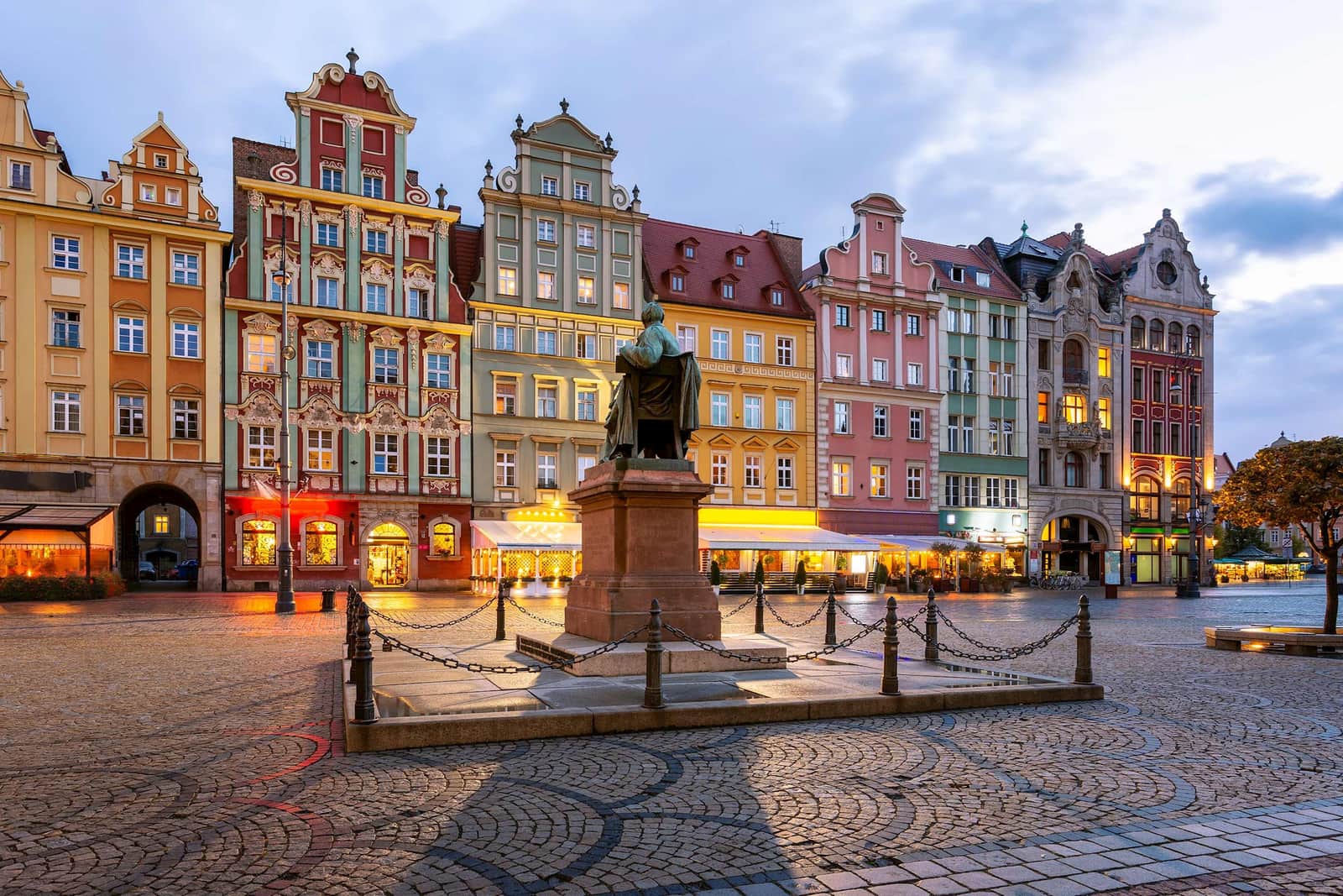 Aleksander Fredro Statue in Wroclaw Market Square, Poland