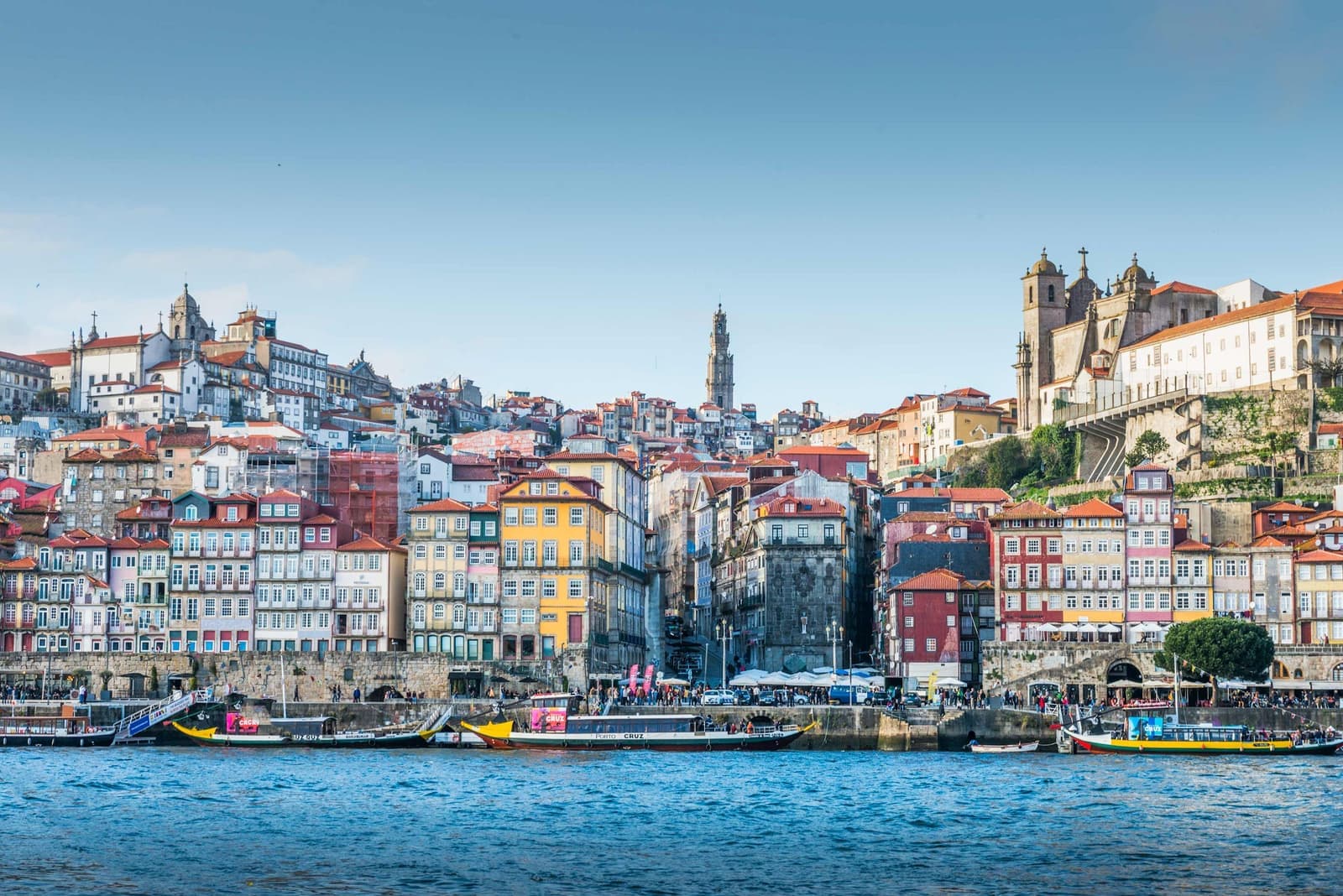 A view of the town of Porto, Portugal from the Douro River