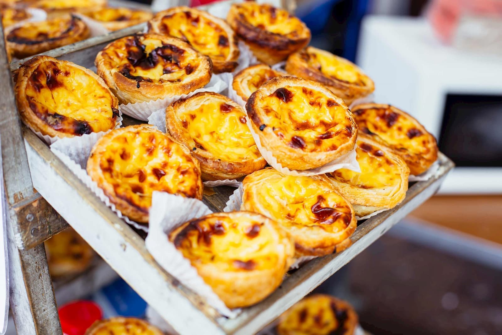 A tray of Portuguese Pasteis de Belém