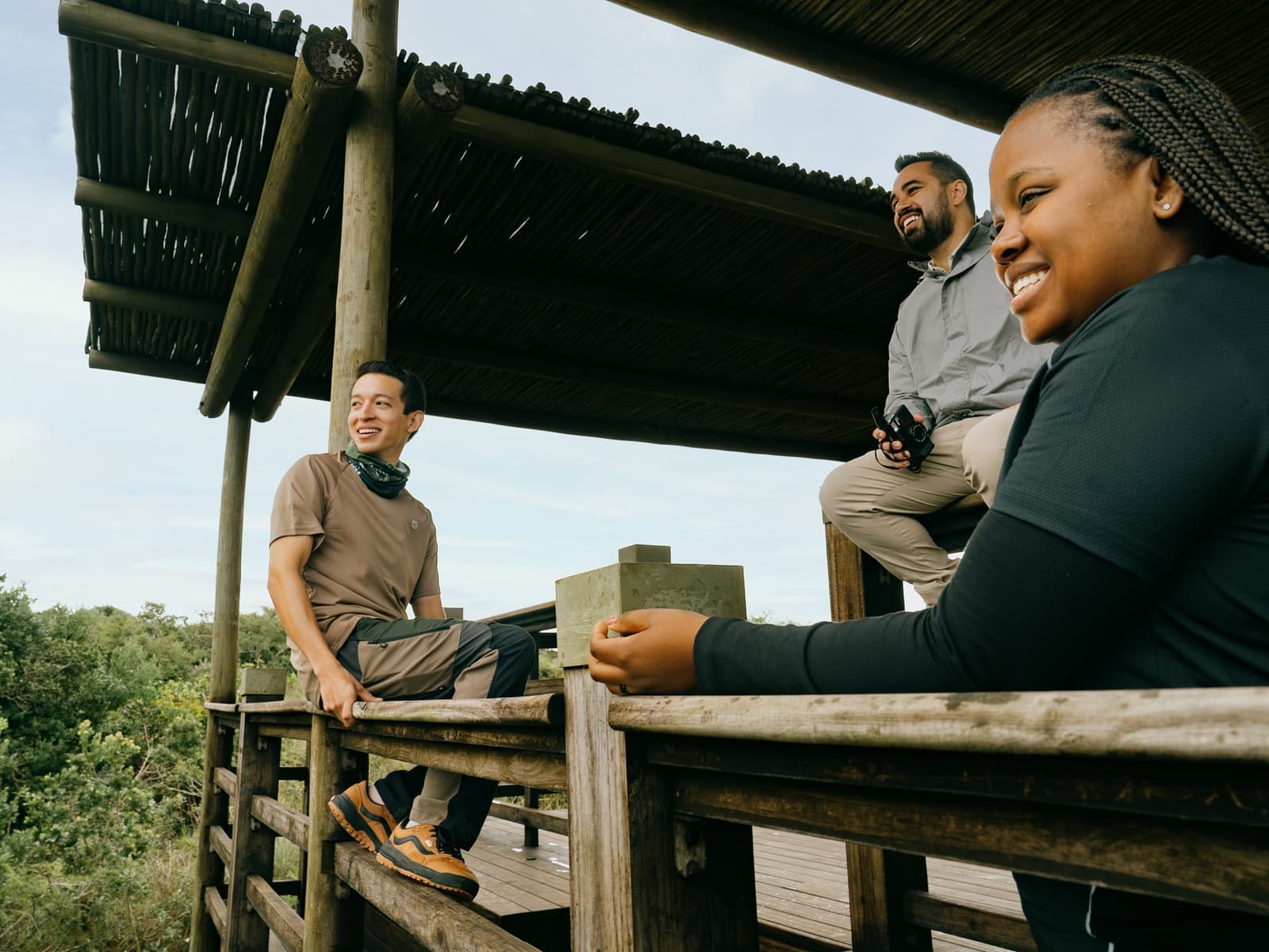 Travellers Relaxing in South African Bush, St Lucia