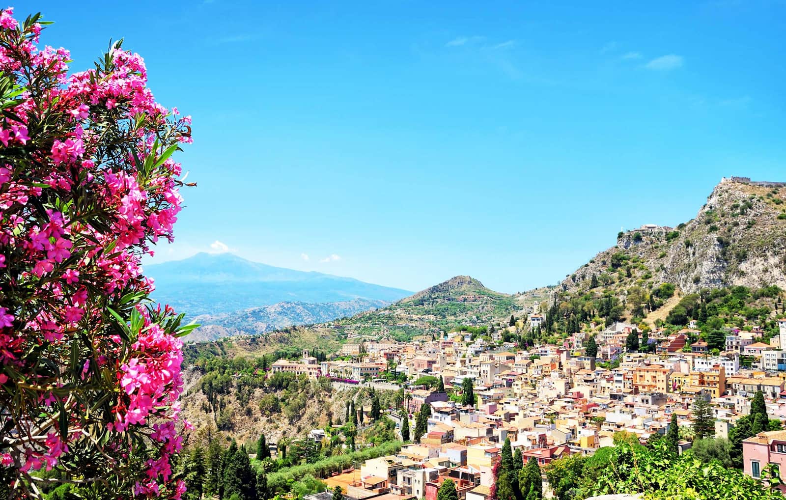 A scenic view of Taormina, Italy