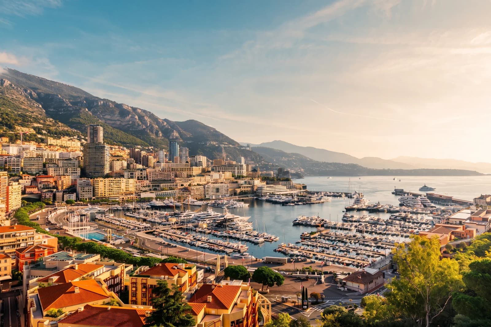 Day Hero aerial view of Principality of Monaco France