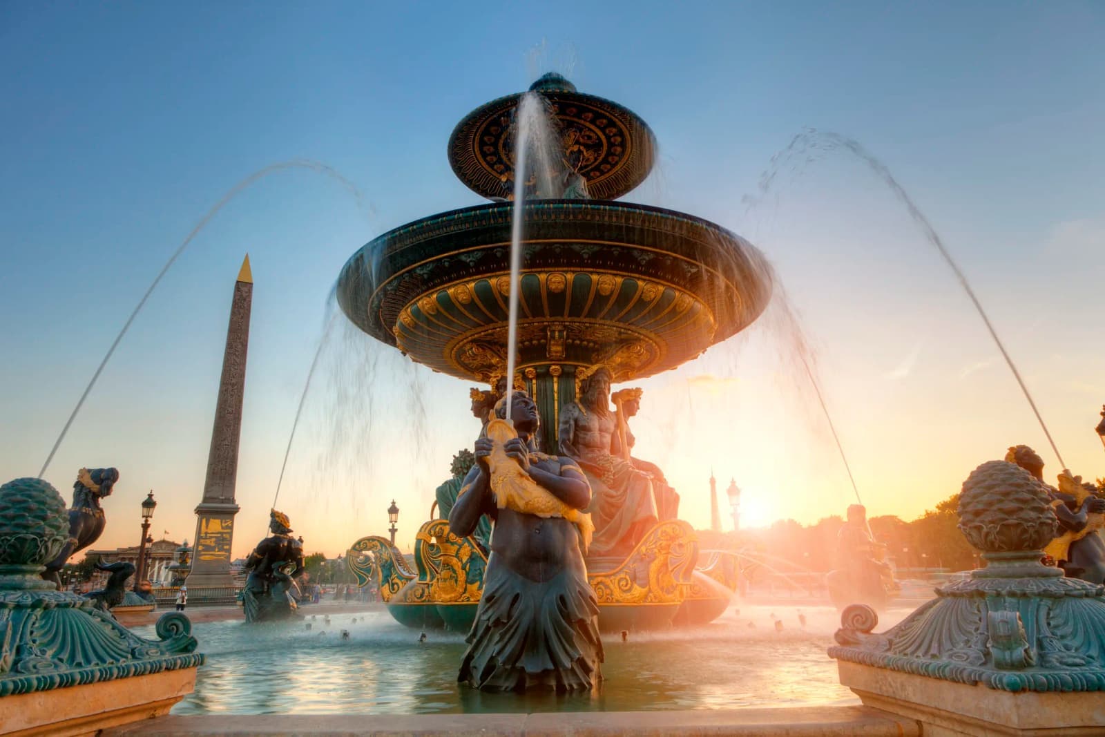 Day Hero Fountain in Place de la Concorde, Paris, France