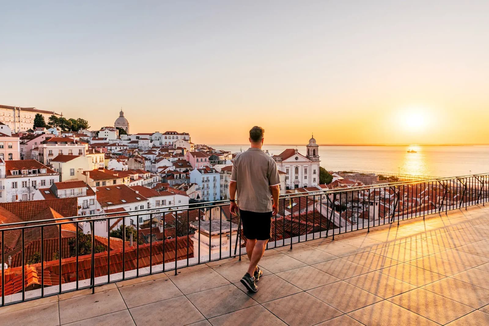 Day Hero Sunrise From Portas Do Sol Miradouro In Lisbon, Portugal