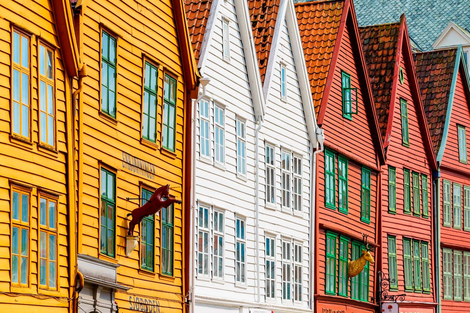 Colourful facades of Bryggen, Norway