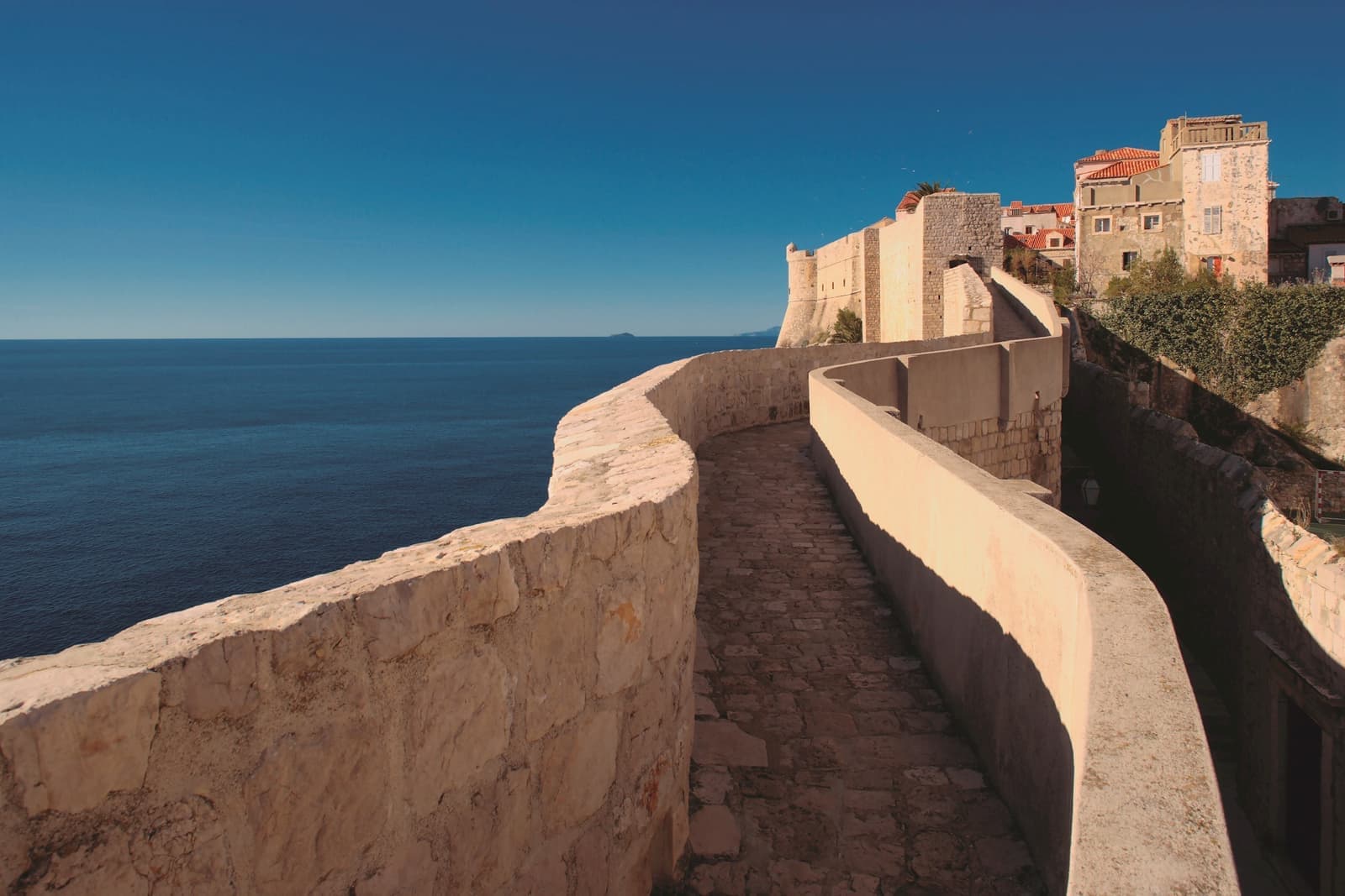 Walk along the fortified city walls Dubrovnik Croatia
