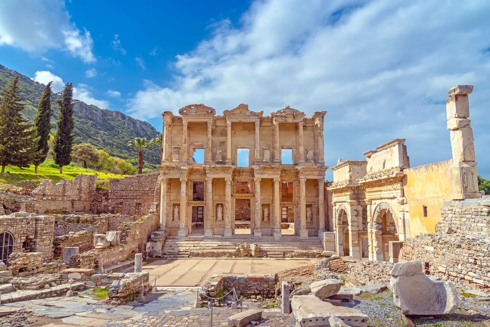 Day Hero Library Of Celsus Is An Ancient Roman Building, Ephesus, Turkey