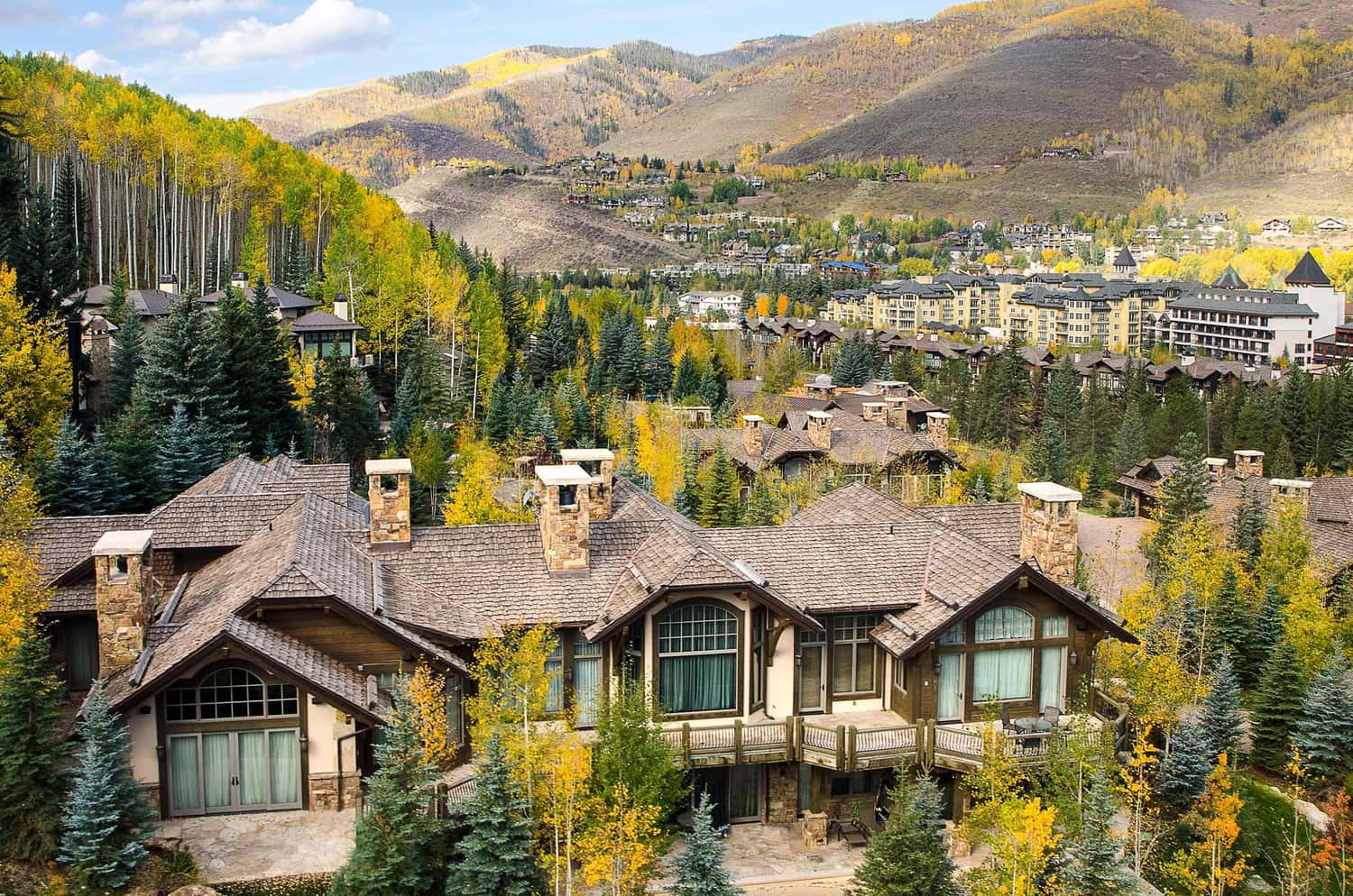 Aerial view of the Village of Vail, Colorado, USA