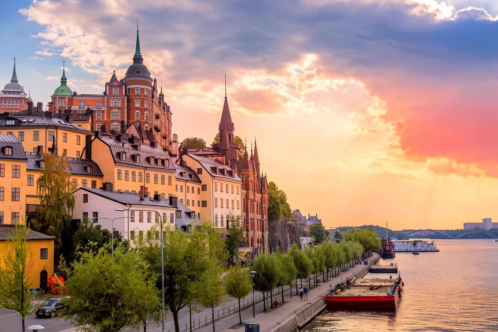 A sunset view of old town Stockholm, Sweden