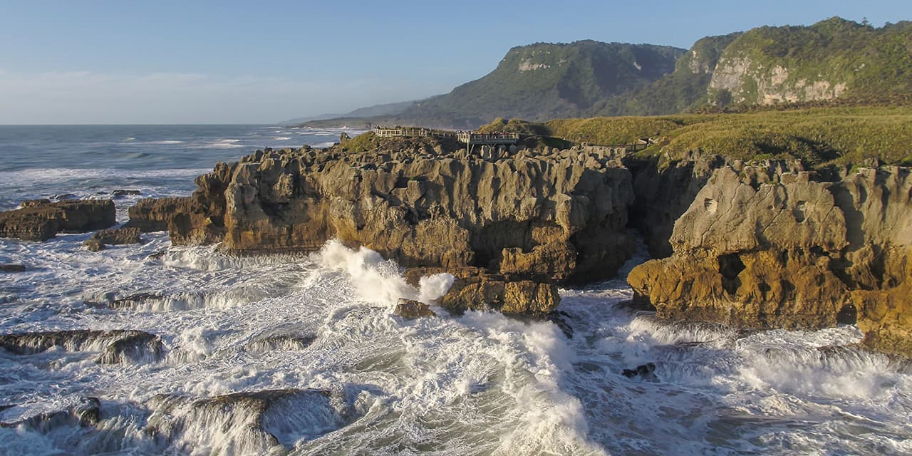 Punakaiki Pancake Rocs From The Sea Credit Development West