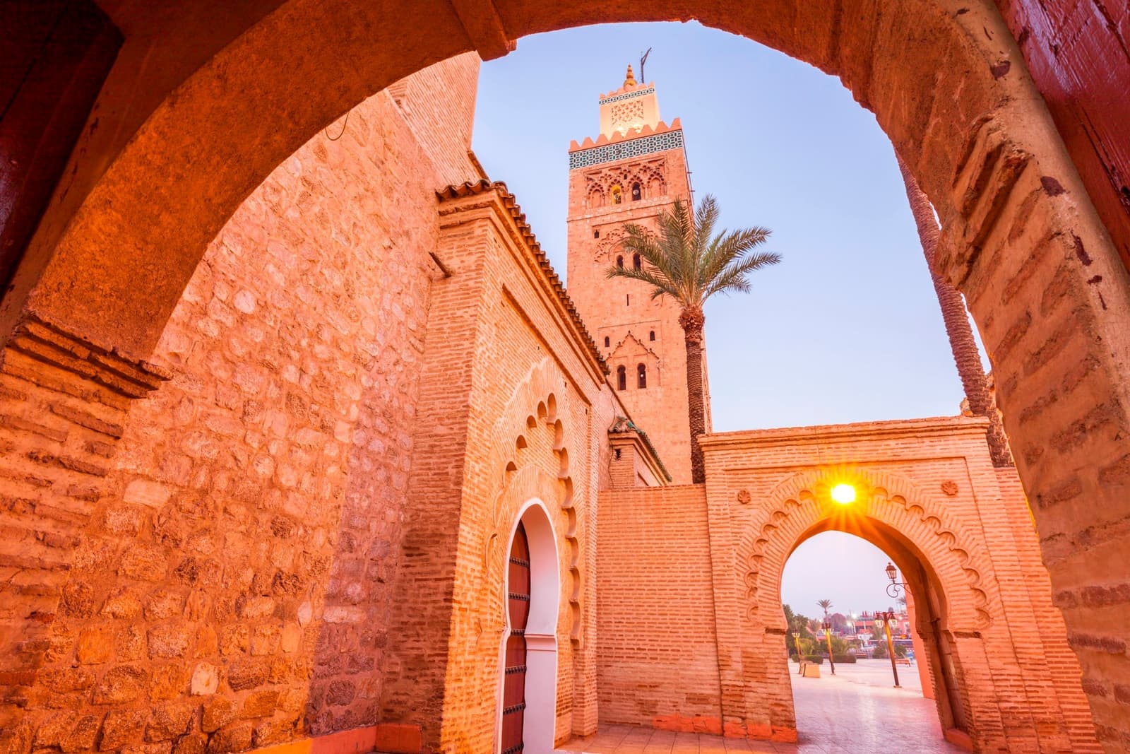 Scenic view of Koutoubia Mosque in Marrakesh, Morocco