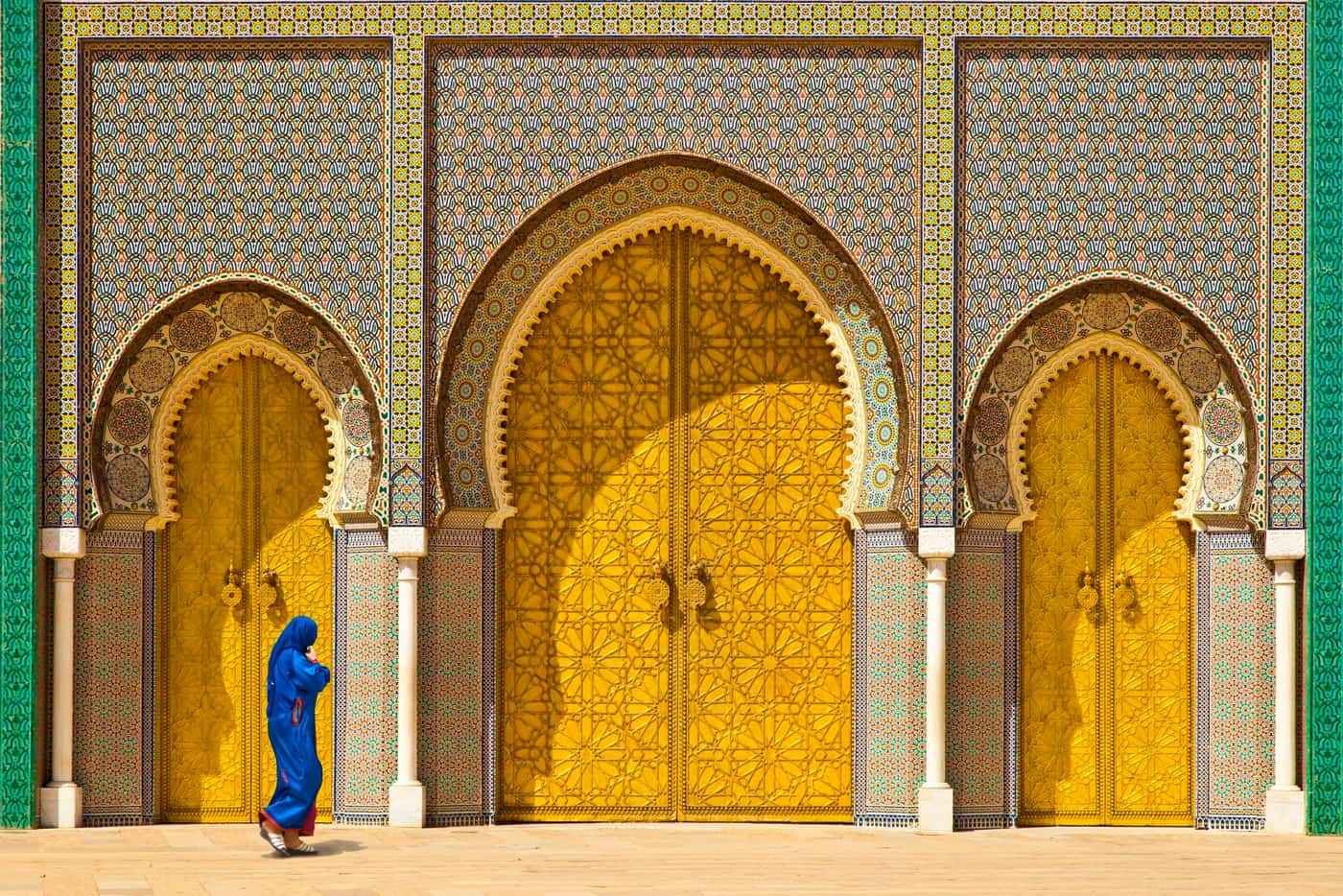 Golden door of The Dar al-Makhzen, Royal Palace of Fes, Morocco