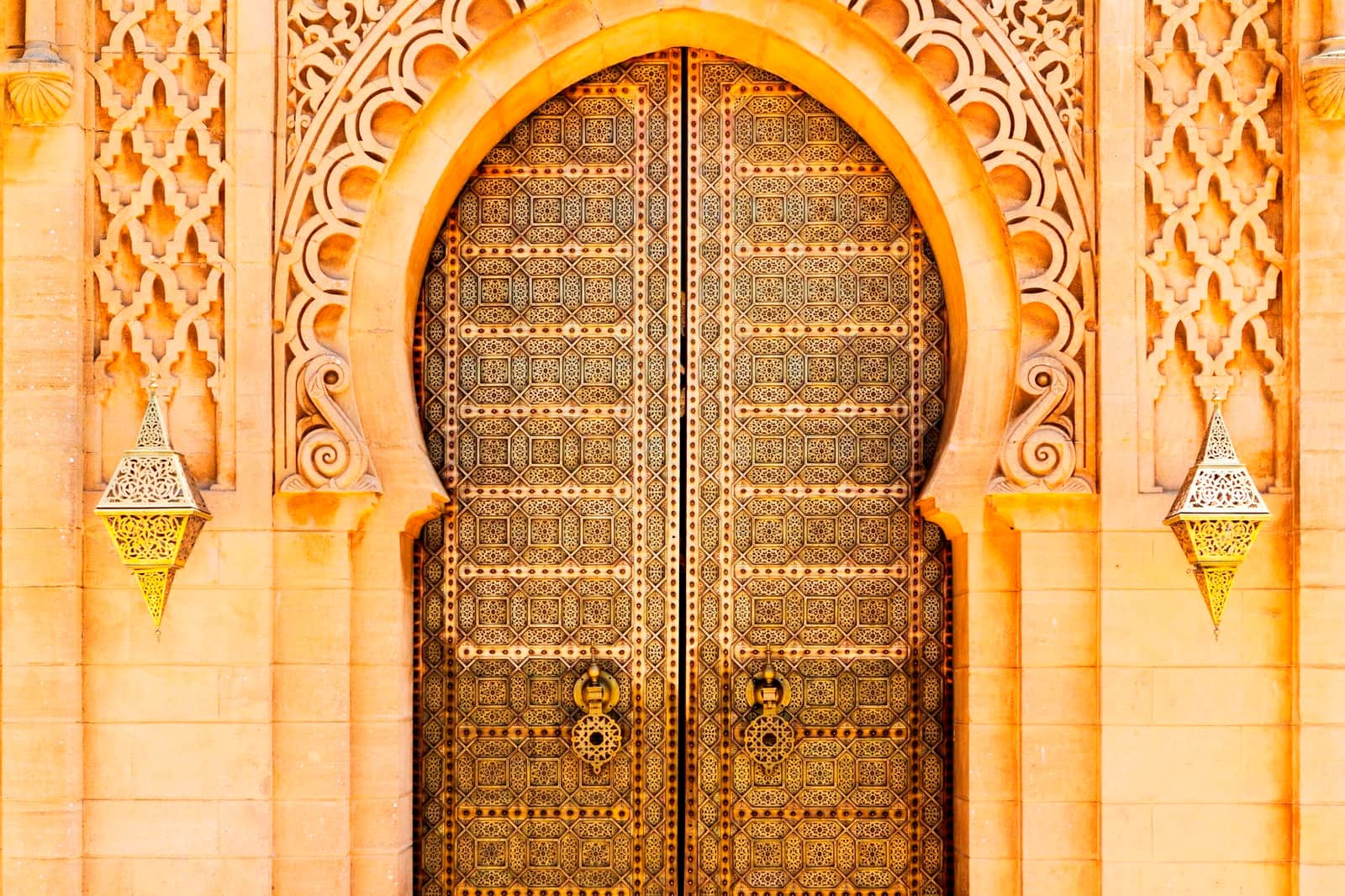 Arched doorway at the Mausoleum of Mohammed V in Rabat, Morocco