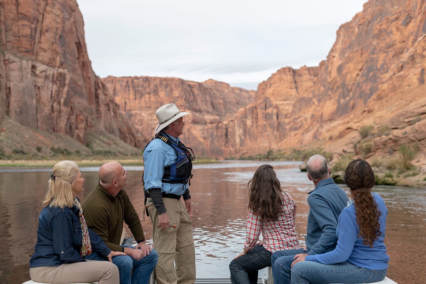 A group of travellers on a float trip on Lake Powell in Utah, USA