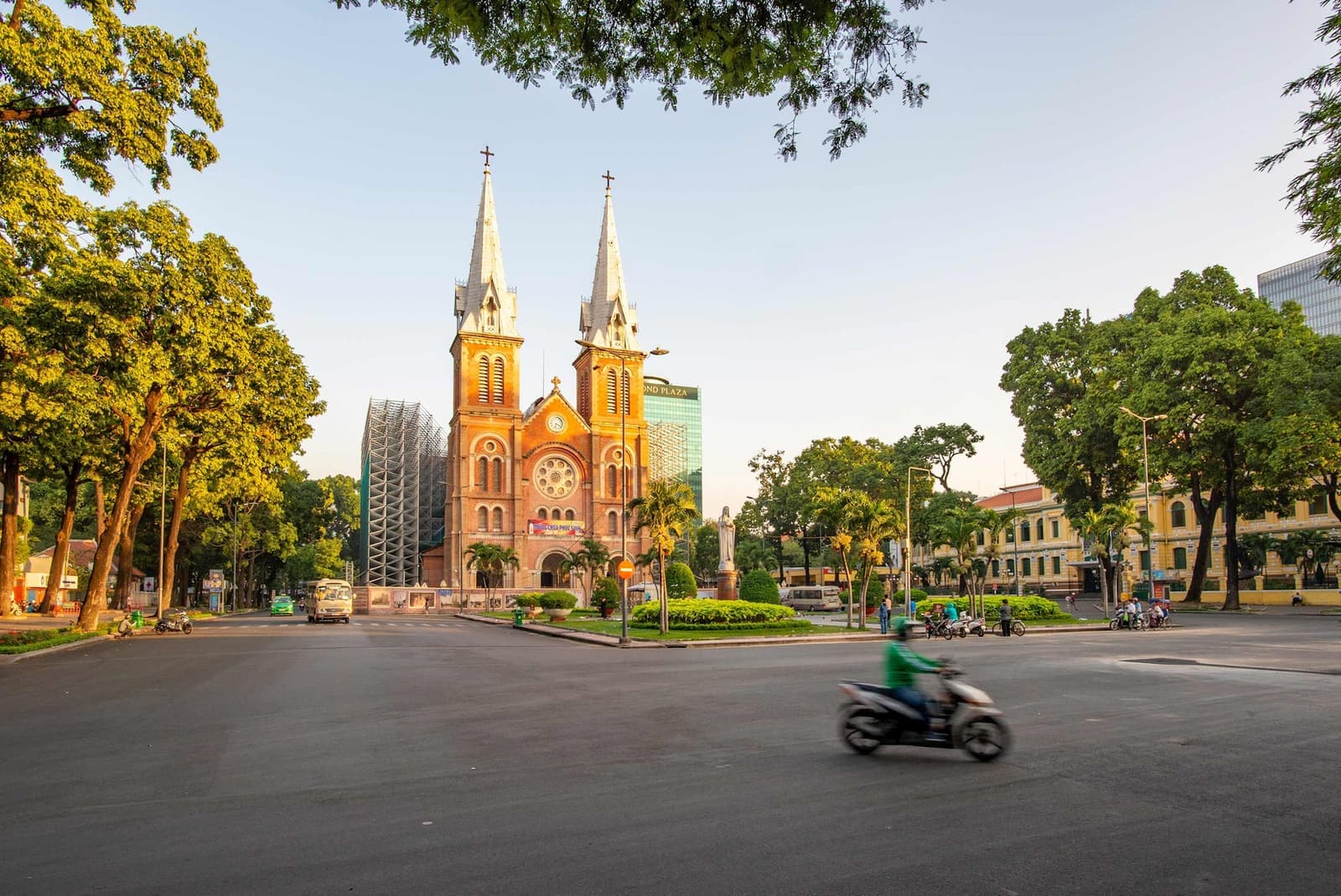 Notre Dame Cathedral facade panoramic view, Ho Chi Minh City, Vietnam