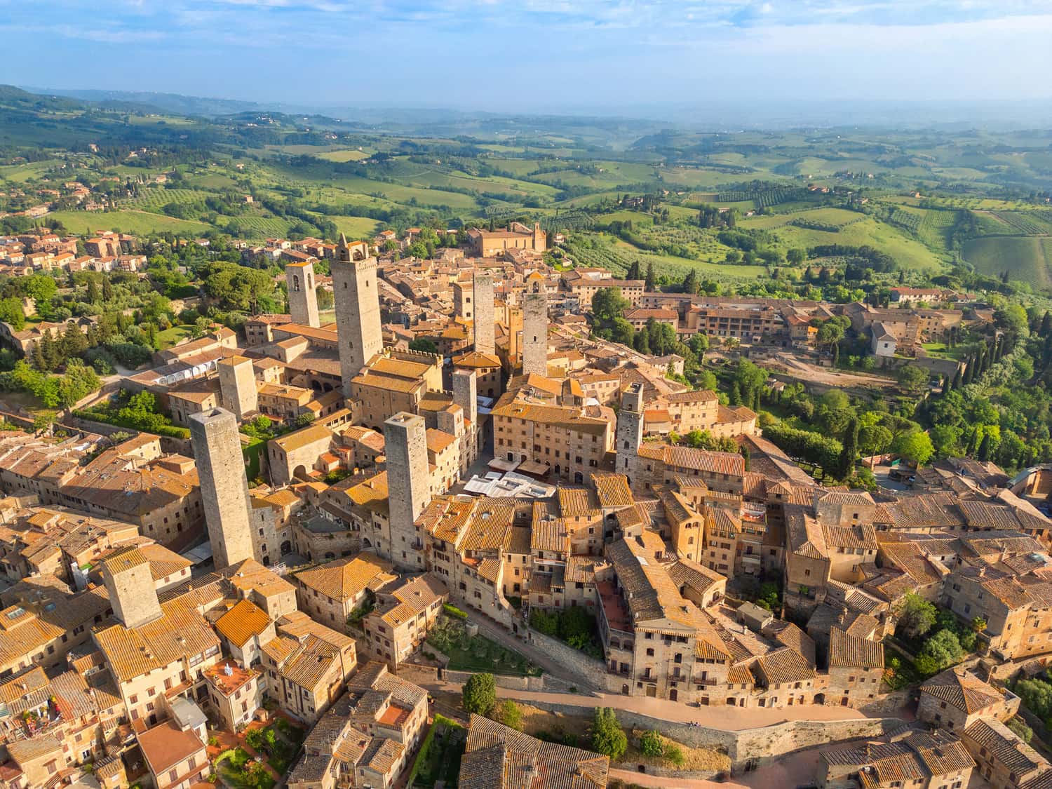 Aerial View of San Gimignano Towers, San Gimignano, Italy
